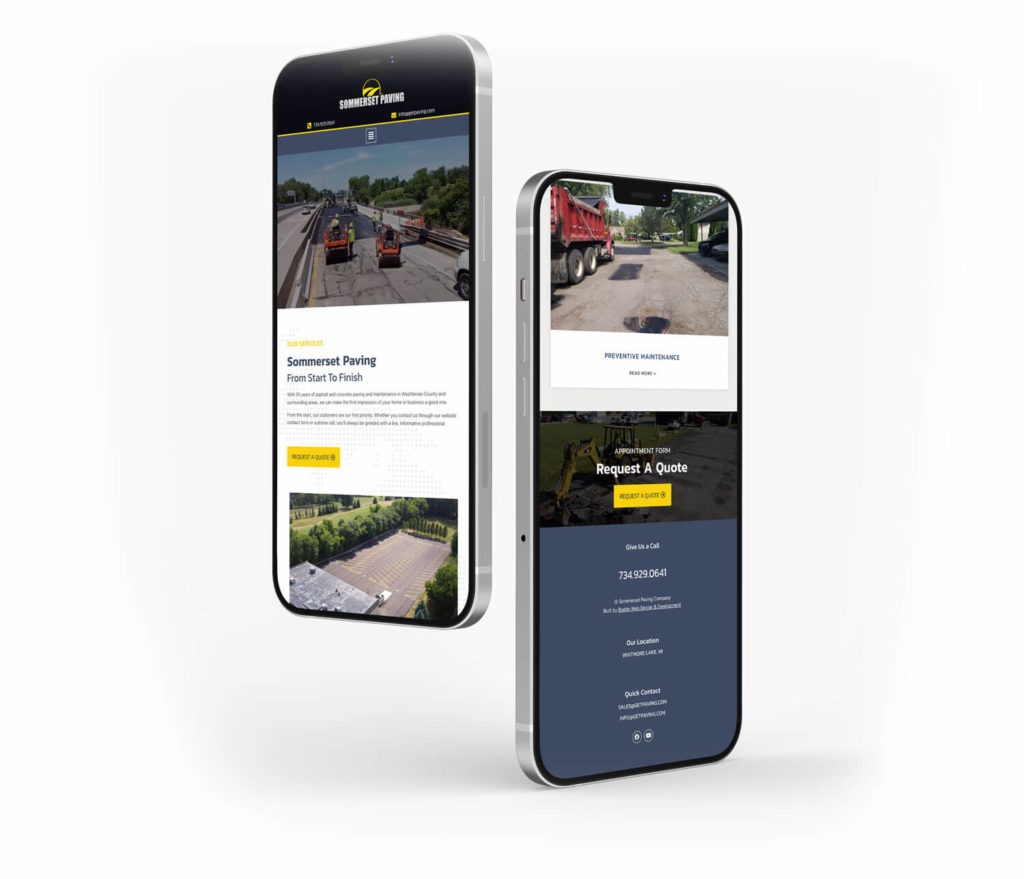 Sommerset Paving in Michigan website preview on phone