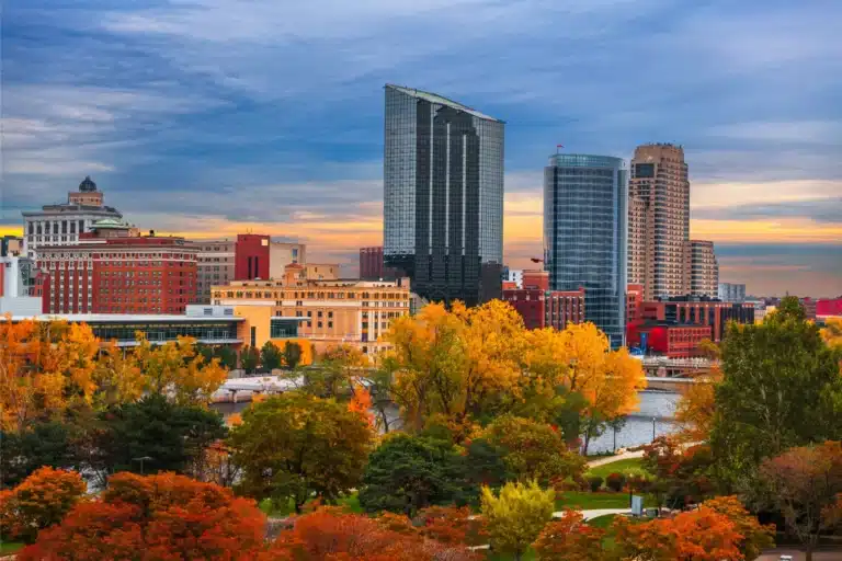 Grand rapids skyline in fall